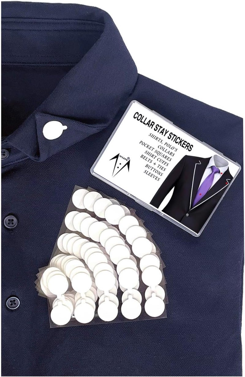 SULEPE Collar Stays for Shirts & Polo’s. Fashion Hack for Plastic Collar Stay 24hr Hold, Polo Shirt Collar Fixed (120 Dots) - Image 1